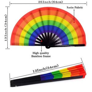 Éventail en satin sublimé imprimé sur mesure de 33 cm (13 pouces) de qualité supérieure, à prix avantageux, éventail arc-en-ciel, éventail de rave - Product Image 3