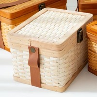 Boîte cadeau multifonctionnelle en bambou naturel tissé à la main, écologique et moderne, avec poignée, pour la décoration de la maison au Festival du Printemps