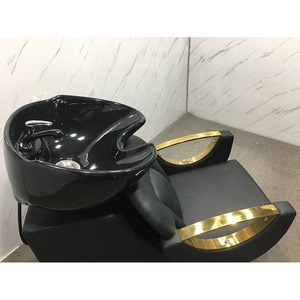 Chaise de lavage de cheveux inclinable réglable en cuir PU pour salon de coiffure ou bureau - Product Image 4