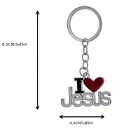 Porte-clés pendentif cœur en alliage, breloques lettres chrétiennes «J'aime Jésus» pour l'indépendance et la décoration de Pâques, cadeau de prière parfait