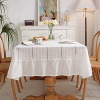 Nappes en lin et coton blanc DUOLAI avec broderie pour hôtel, fête, mariage, restaurant