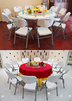 Mesa Plegable Multifuncional de Plástico de Alta Densidad (Polietileno) para Exteriores, Diámetro 1.2/1.5/1.8M, Ideal para Fiestas y Bodas, Venta al Por Mayor