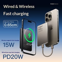 Batterie externe sans fil ultra-fine en alliage d'aluminium à charge rapide 20W, sûre, mini, portable, 5000mAh pour iPhone 16 15 14