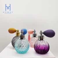 Flacon de parfum rechargeable en verre de style vintage 50 ml, vaporisateur fin à bille, bouchon à vis, vaporisateur classique, flacon vide, long pompon
