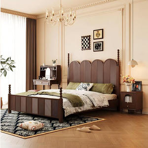 Lit en bois massif de luxe haut de gamme, style pour les personnes d'âge <span class=keywords><strong>moyen</strong></span>, pour <span class=keywords><strong>la</strong></span> chambre principale, taille double ou queen, design antique avec cadre de lit moelleux - Product Image 4