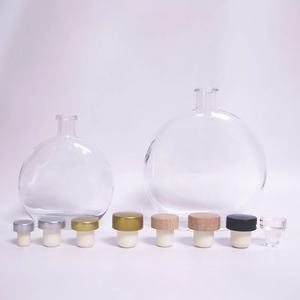 Botella de cristal con tapa de corcho, botella de licor de 250ml, 500ml, con forma redonda plana de ron, Tequila, Rakija <span class=keywords><strong>Mezcal</strong></span> - Product Image 2