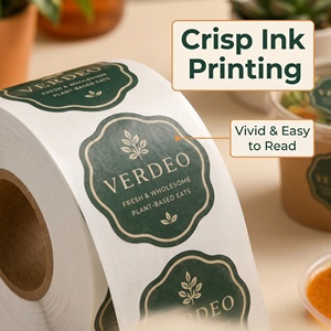 Etiquetas Autoadhesivas de Papel Revestido Impresas Personalizadas para Envasado de Alimentos, Etiquetas Ovaladas en Rollo para Contenedores de Comida, Bebidas para Llevar y Más - Product Image 2