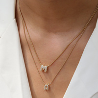 Collier DIY avec pendentif personnalisé en cuivre plaqué or 18 carats, breloques lettre bulle en zircon, pour bijoux initiaux