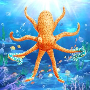 Sombrero de peluche de pulpo, muñeco de peluche suave naranja, regalo de cumpleaños para niños, tema de criaturas marinas subacuáticas - Product Image 1