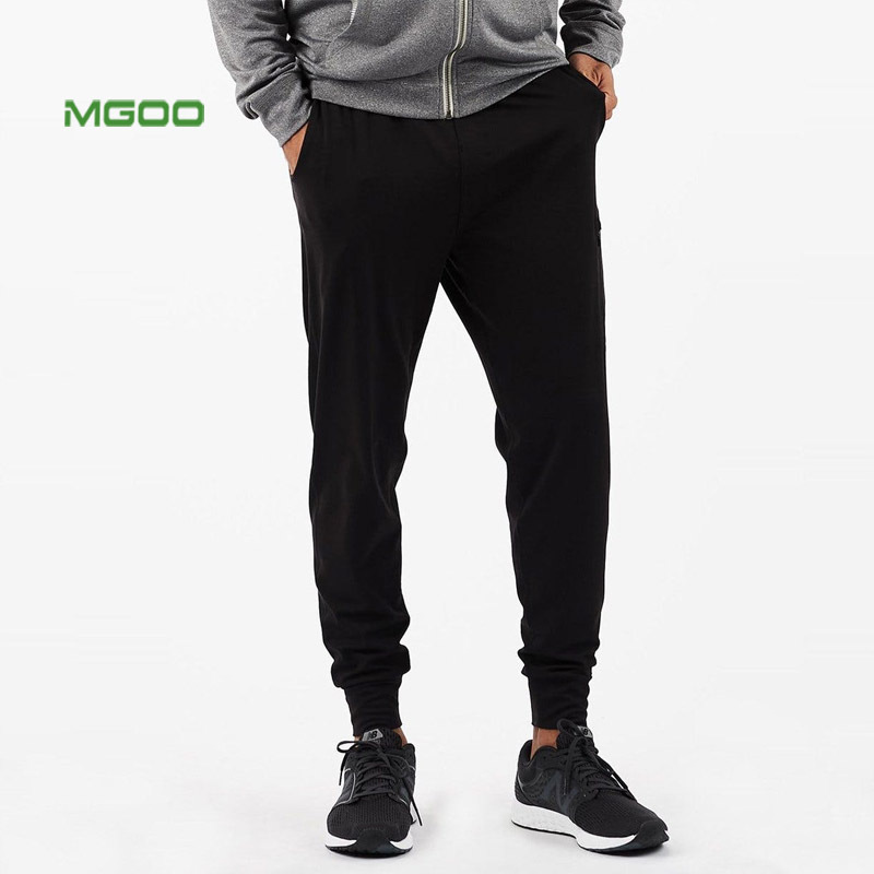 MGOO 88% Polyester 12% Elastane Performance Sweat Zip Pocket Logo Custom Jogger Moisture Wicking Pants