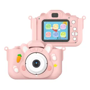 X11S Mini çift lens çocuklar kamera 1080P Bunny karikatür çocuk kamera sevimli oyuncak çocuklar hediye olarak selfie dijital kamera ödül