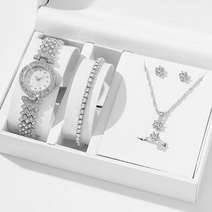 Ensemble cadeau élégant, prix abordable, montre à quartz décontractée pour femmes, bracelet, ensemble de bijoux pour femmes et filles, prêt à être expédié - Product Image 5