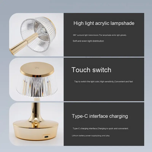 Wolongmountain 2026 Hot Selling Transparent Acrylic LED Warm White Night Light USB <strong>Charging</strong> Table <strong>Lamp</strong> Touch Control Modern - Product Image 2