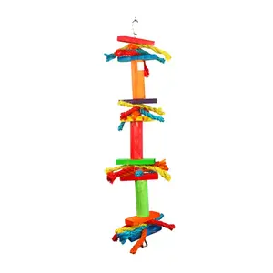 colorido pet escalada escada papagaio Suppliers-Papagaio colorido mastigar brinquedos, madeira pássaros, pendurado, gaiola, brinquedo, pet, escada, suprimentos para jogos