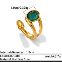 Nouvelle bague tendance en acier inoxydable, style européen et américain, avec pierre naturelle turquoise, bague ouverte pour femme, plaquée or 18 carats, accessoires pour les mains