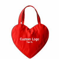 Tas Tote Kanvas Bentuk Hati Eco 16oz Kain Katun Organik Tas Belanja Bentuk Hati Tas Bentuk Hati Multiwarna Logo Custom