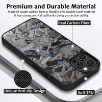 Nouvelle coque en fibre de carbone véritable à gros grains et TPU pour iPhone 16E / 16 Pro, coque de protection robuste avec protection anti-chute de qualité militaire