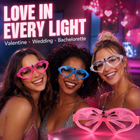 Lunettes LED Cœur Lumineuses en Gros – Montures Cœur Ouvertes pour Fêtes, Concerts, Festivals et Événements en Boîte de Nuit, Disponibles en 5 Couleurs