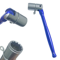 Clé à douille flexible 7/16'' Poka avec poignée en aluminium bleue pour espaces restreints