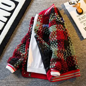 Chaqueta Retro de calle alta para <span class=keywords><strong>hombre</strong></span> Estilo americano Ajuste delgado de alta calidad con cuello <span class=keywords><strong>Mao</strong></span> Ni y procesamiento recubierto de empalme a cuadros - Product Image 6