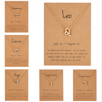 Collier élégant pour femme avec pendentifs signes du zodiaque, chaîne dorée, collier ras du cou astrologique