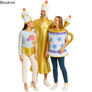 Costume de jeu de rôle Lumière et Belle pour adultes unisexe, tenue de couple amusante, déguisement d'Halloween Candelabra pour femmes, costumes de Madame Potts - Product Image 1