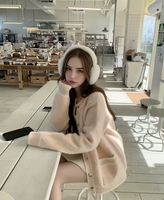 Weiche Rosa Mohair-Strickjacke - Gemütlicher Strick mit Rautenmuster, Rundhalsausschnitt & Knopfleiste, Perfekt für Herbst/Winter-Layering