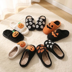 Pantuflas de Invierno <span class=keywords><strong>para</strong></span> Mujer y Hombre, Cálidas, Afelpadas, con Suela Antideslizante de TPR, Diseño de Calabaza, Calavera y Araña <span class=keywords><strong>para</strong></span> Halloween - Product Image 3