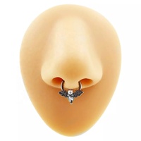 Cincin Hidung Septum Berbahan Baja Anti Karat 316L dengan Berlian CZ, Model Bat, Hinged, untuk Daith, Helix, Tragus, Tulang Rawan, Zirkon, Perhiasan Tindik Telinga, Grosir