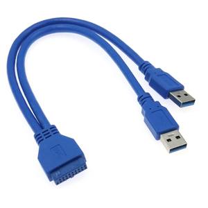 Cable USB 3.0 de 10 cm con Núcleo de Cobre y Aislamiento de PVC para Computadora de Escritorio, Conector de 20 Pines a 2 USB Macho y Hembra - Product Image 1