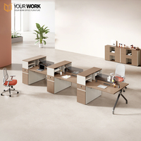 Poste de travail de bureau modulaire, durable et extensible pour 2 personnes, design moderne, panneau en bois, garantie 5 ans, design personnalisé