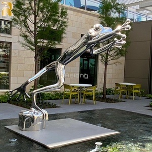 Sculpture d'animal de <span class=keywords><strong>grenouille</strong></span> sautante drôle d'acier inoxydable poli par miroir pour <span class=keywords><strong>la</strong></span> maison - Product Image 1