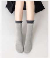 Chaussettes décontractées en coton de haute qualité pour femmes et filles, absorbantes, respirantes, confortables, passe-partout, avec revers double couche