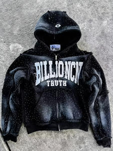 Sudadera recortada de algodón de primera calidad para hombre, ropa de calle, Sudadera con capucha, logotipo bordado personalizable, transpirable para invierno - Product Image 2