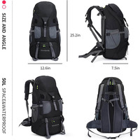 Sac à dos de randonnée 50L, résistant à l'eau, léger, pour le sport de plein air, sac de voyage pour le camping, l'escalade, le ski, le cyclisme