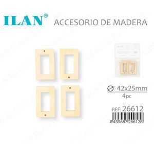 Accessorio Rettangolare in Legno ILAN 42x25mm 4 Pezzi per Decorazioni Artigianali - Product Image 3