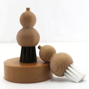 Brosse de nettoyage à poils TPT en forme de gourde à manche en bois écologique pour clavier, outils de machine à café - Product Image 2