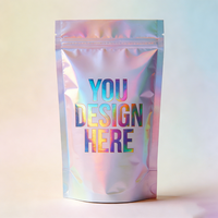 Emballage alimentaire imprimé personnalisé, anti-odeur, holographique, exotique, 3,5 g, 7 g, 14 g, 28 g, 1 livre, sachet debout en mylar