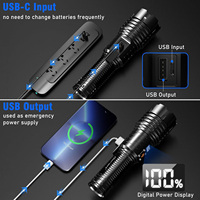 Linterna LED Recargable USB-C XHM77, 2000 Lúmenes, Largo Alcance, Enfoque Ajustable, Linterna de Emergencia, Éxito de Ventas en Línea