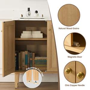 Set di 2 <span class=keywords><strong>Credenze</strong></span> Moderne Ecologiche con Ripiani Regolabili, Tavolo in Legno, Console per Soggiorno e Bar - Product Image 4
