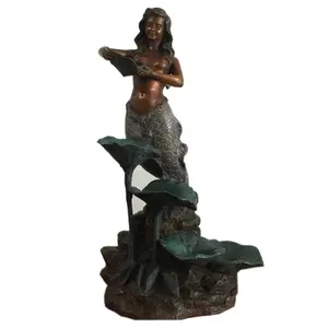 Бронзовая статуэтка фонтана русалки в натуральную величину для украшения дома