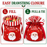 Sac cadeau en velours avec cordon de serrage, imprimé Père Noël, pour les fêtes de Noël, emballage de détail, vente en gros