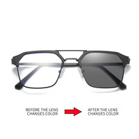 Lunettes de soleil 2 en 1 photochromiques à double faisceau anti-radiation pour hommes et femmes, lunettes de protection anti-lumière bleue