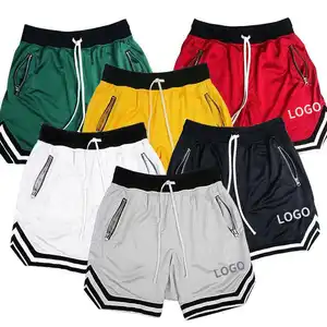 Calças de treino vintage para homens, shorts de basquete de malha personalizados para corrida e fitness, tendência de secagem rápida