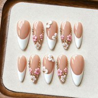 Faux Ongles de Luxe à Presser – Kit de Manucure Réutilisable en Acrylique Gel, Forme Amande ou Cercueil, Qualité Salon pour Femme