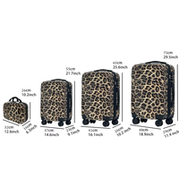 Ensemble de valises de voyage à roulettes pivotantes en ABS+PC avec motif léopard imprimé, 4 pièces, 14, 20, 24, 28 pouces