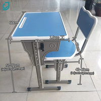 Bureau et chaise d'étudiant réglables en hauteur, en acier durable et moderne, pour salle de classe scolaire