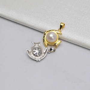 Base para Colgante de Plata S925 con Forma de Pez Pequeño, Personalizable, para Perlas de 10-11 mm, Accesorios para Joyería DIY, Componentes Semiterminados - Product Image 2