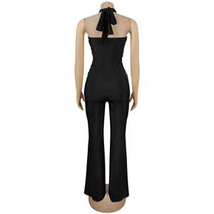 Viviblook Z310JP Mono de una pieza para mujer, elegante, de color liso, sin mangas, con cuello halter y pierna ancha, talla grande - Product Image 4