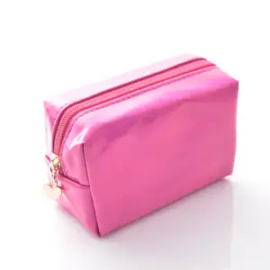 Spot couleur pure laser sac cosmétique rose chaud portable voyage lavage sac de rangement maquillage événement cadeau sac en gros